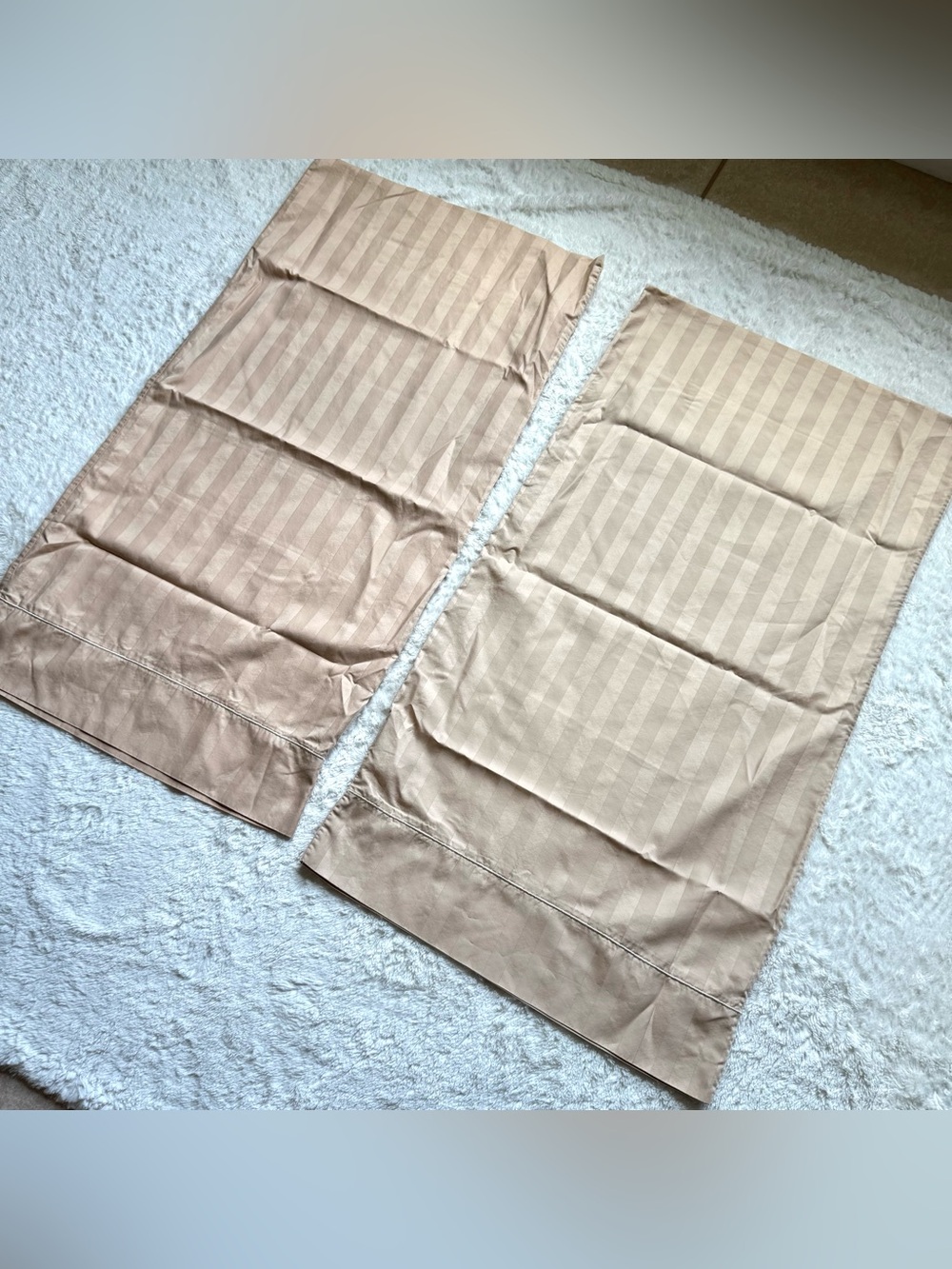 Wamsutta Set of 2 King Size Pillowcases 100% Pima Cotton Damask Stripe India